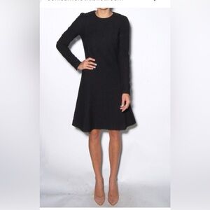 Carven Boucle Black Long Sleeve Dress. French.